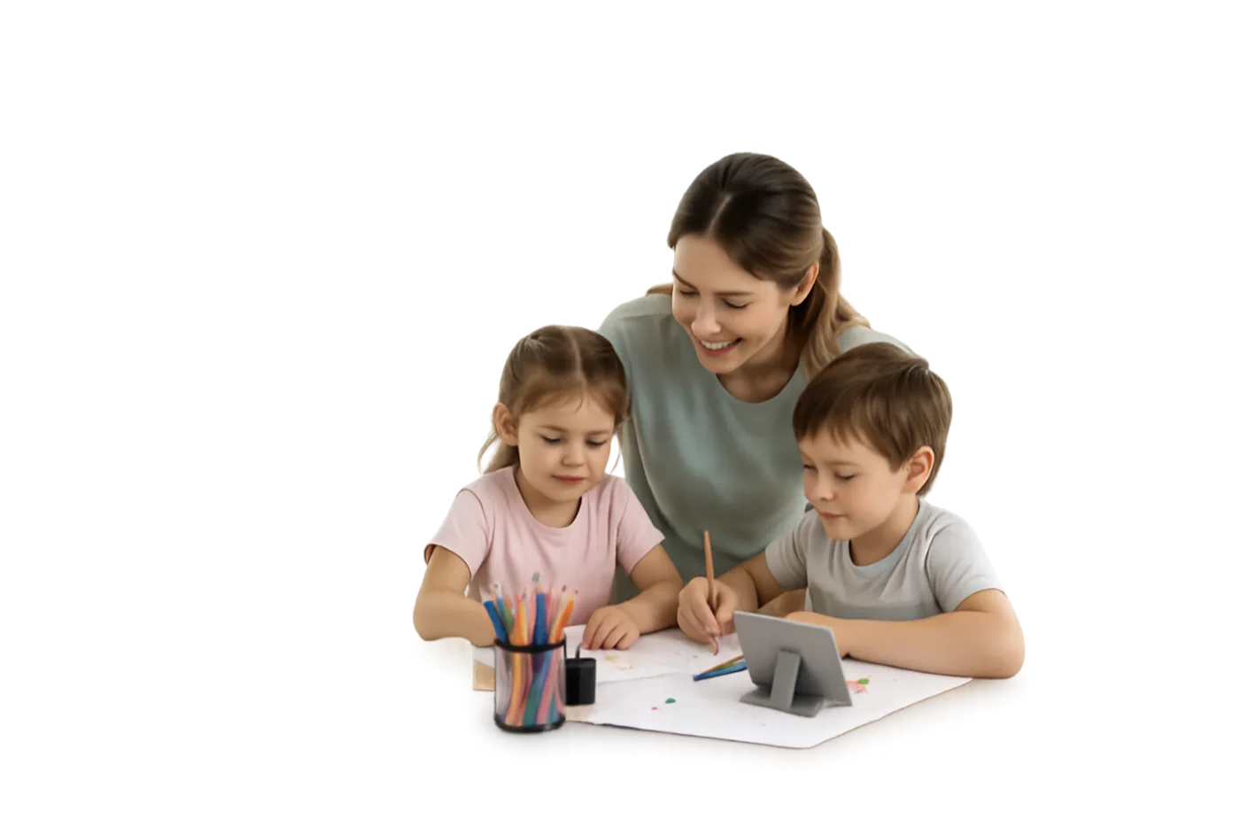 Erzieherin spielt mit Kindern